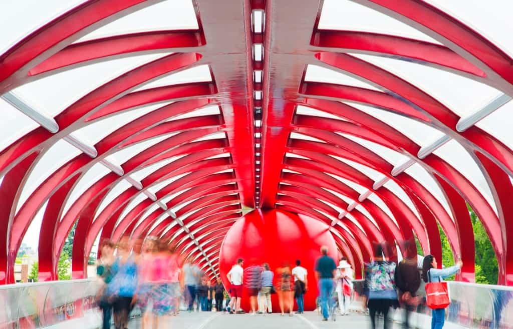RedBall at Peace Bridge Calgary by Santiago Calatrava