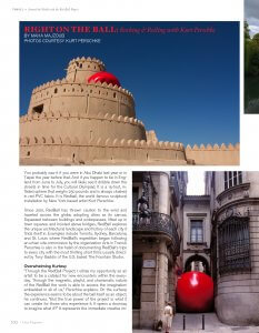 ‘Right on the Ball’ by Maha Majzoub- Interview with Kurt Perschke for Oasis Magazine